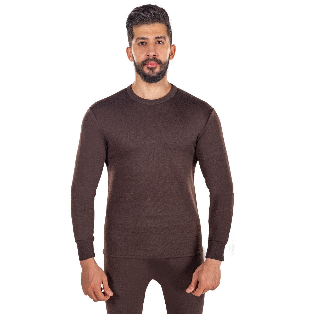 بجامة دروش فرو بيجاما رجالي كم طويل بني غامق