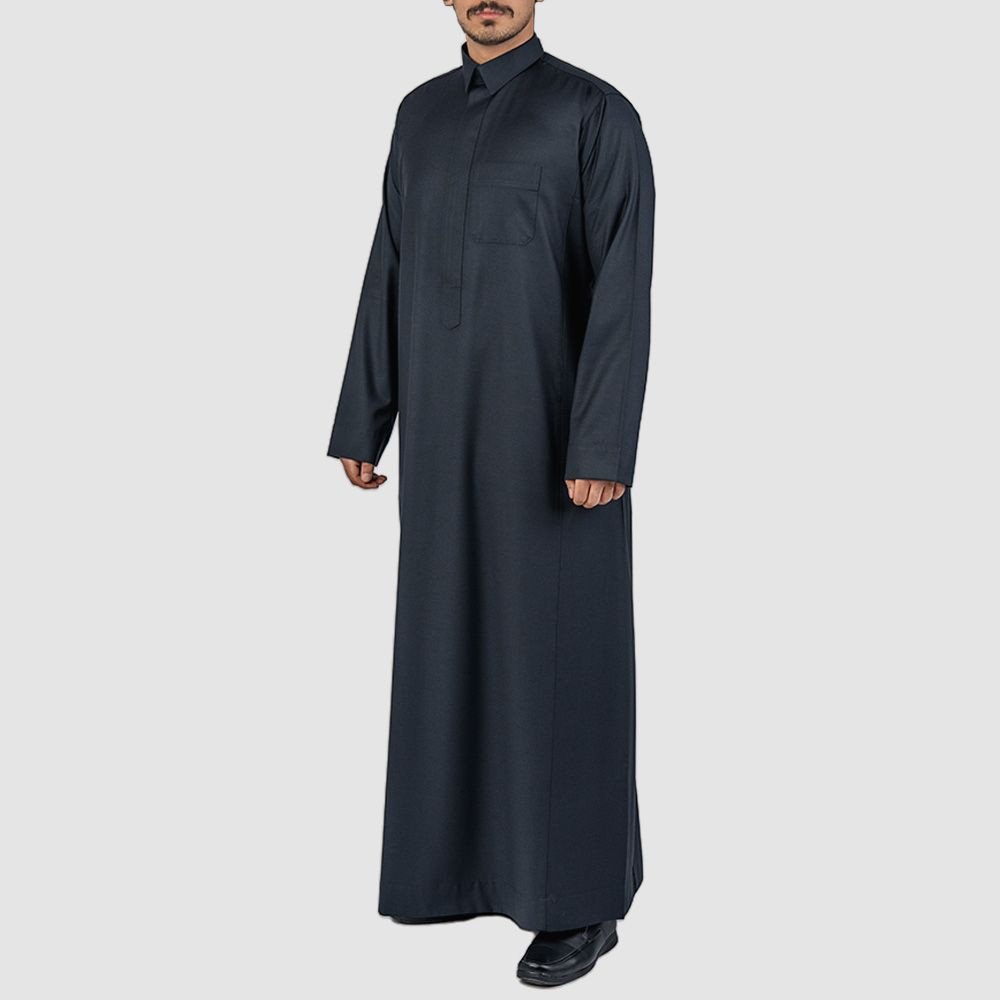 ثوب شتوي رمادي غامق خلية سحاب مخفي قلاب رجالي