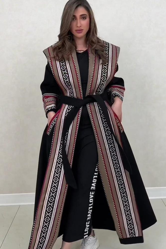 عباية شتوية اسود مع سدو