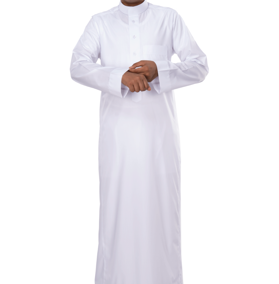 ثوب دروش شبابي قبة كيرف أبيض سادة