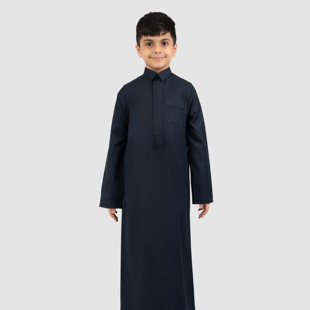 ثوب شتوي رمادي غامق خلية سحاب مخفي قلاب أطفال و ولادي