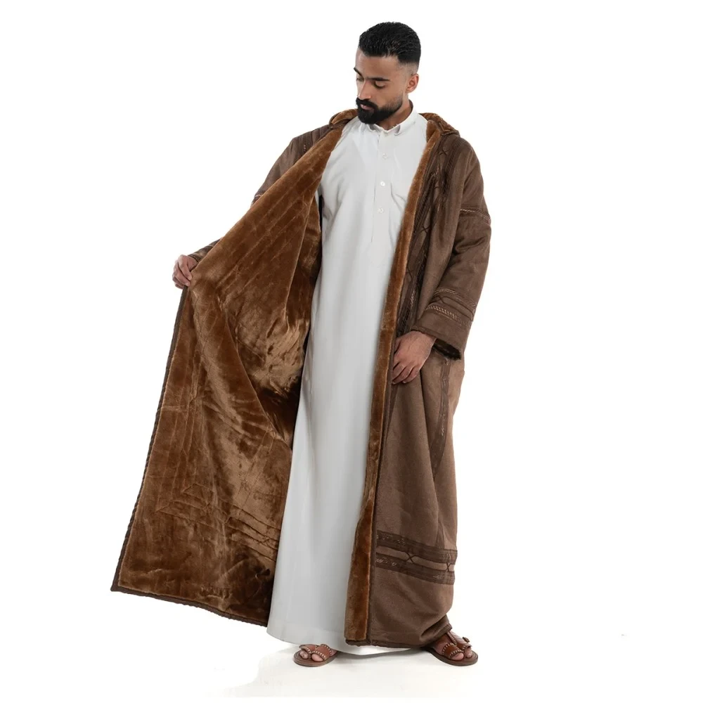 فروة مخمل خط عربي لون عسلي